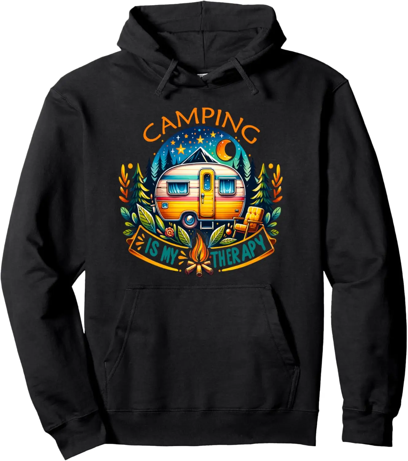 Camping Is My Therapy Pullover Hoodie Print Original Design Gifts Hoodie Customizable Sweatshirt Anime Hoodie