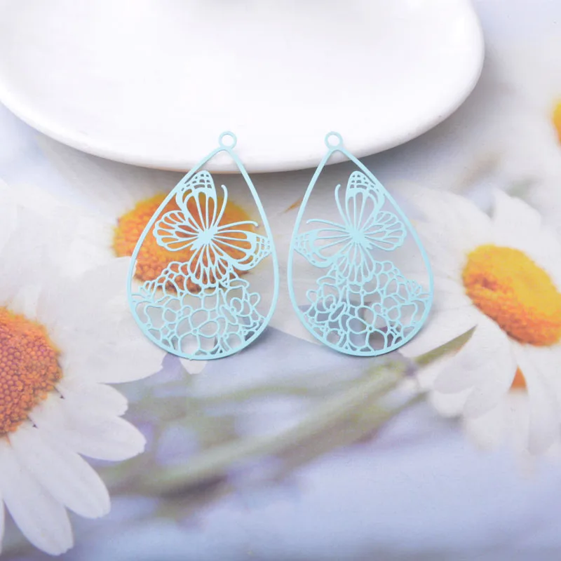 20 Stück AB7870 Messing-Schmuckanhänger, hellgoldene Schmetterlinge, bunte Schmetterlinge, Anhänger für DIY-Ohrringe und Halsketten für Damen – Detail 12