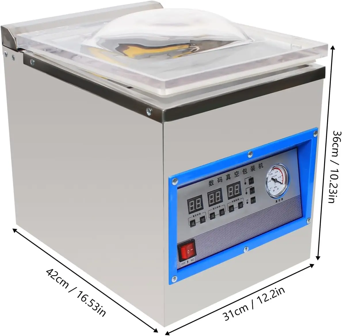 110V/60Hz Digital Vacuum Packing Sealing Machine, 360W 1.8L/H Speed Commercial Automatic Dry Goods Seafood Sauces Saver Table