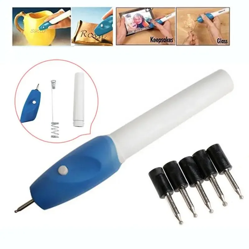 Mini Electric Engraving Pen A1245 Blue DIY Miniature Carving Machines for Plastic Wood Metal Glass Stone Leather Engraving Tool