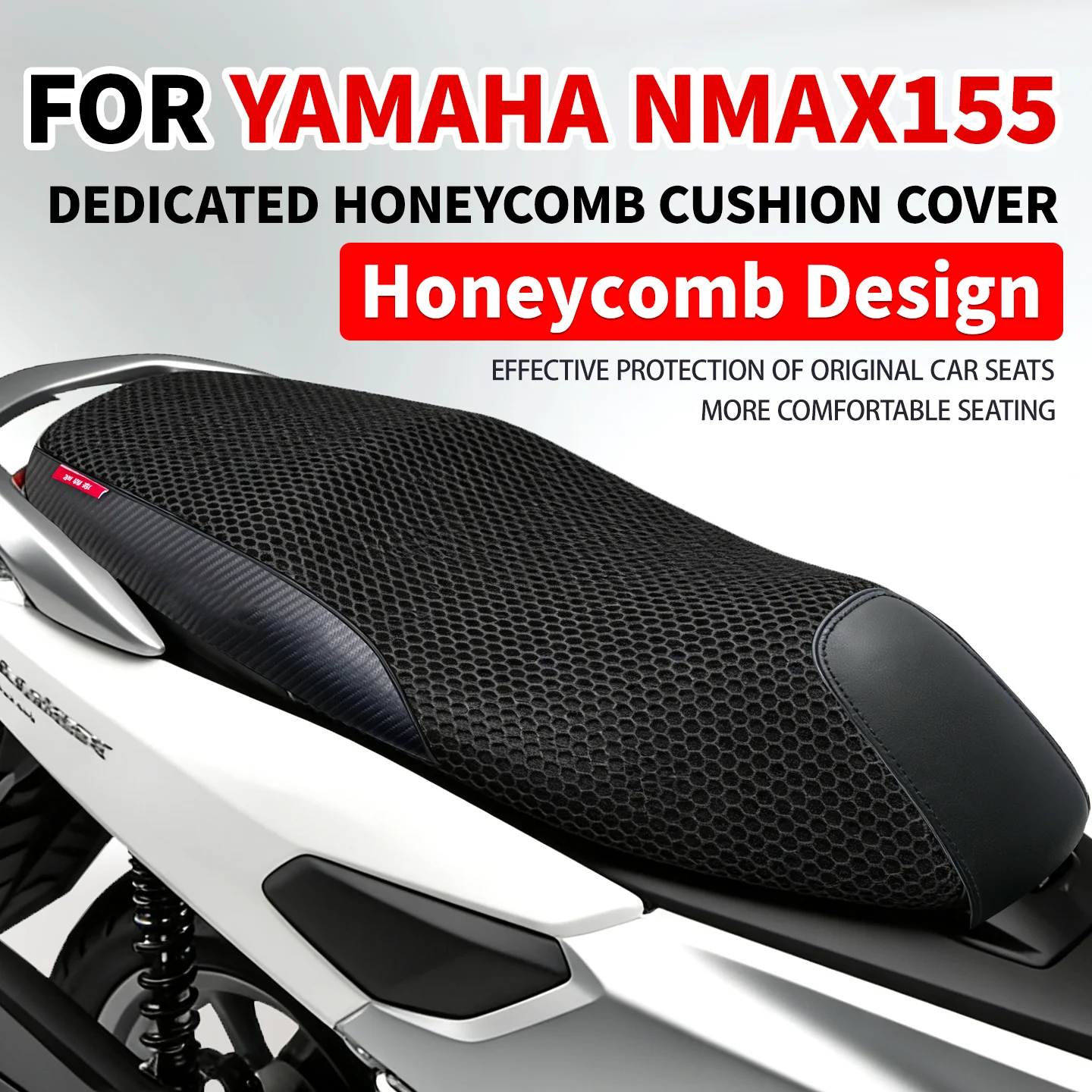 

3D Honeycomb Mesh Motorcycle Seat Cover Breathable Extra Thick Comfort Pad Fit Yamaha NMAX 155 Scooter