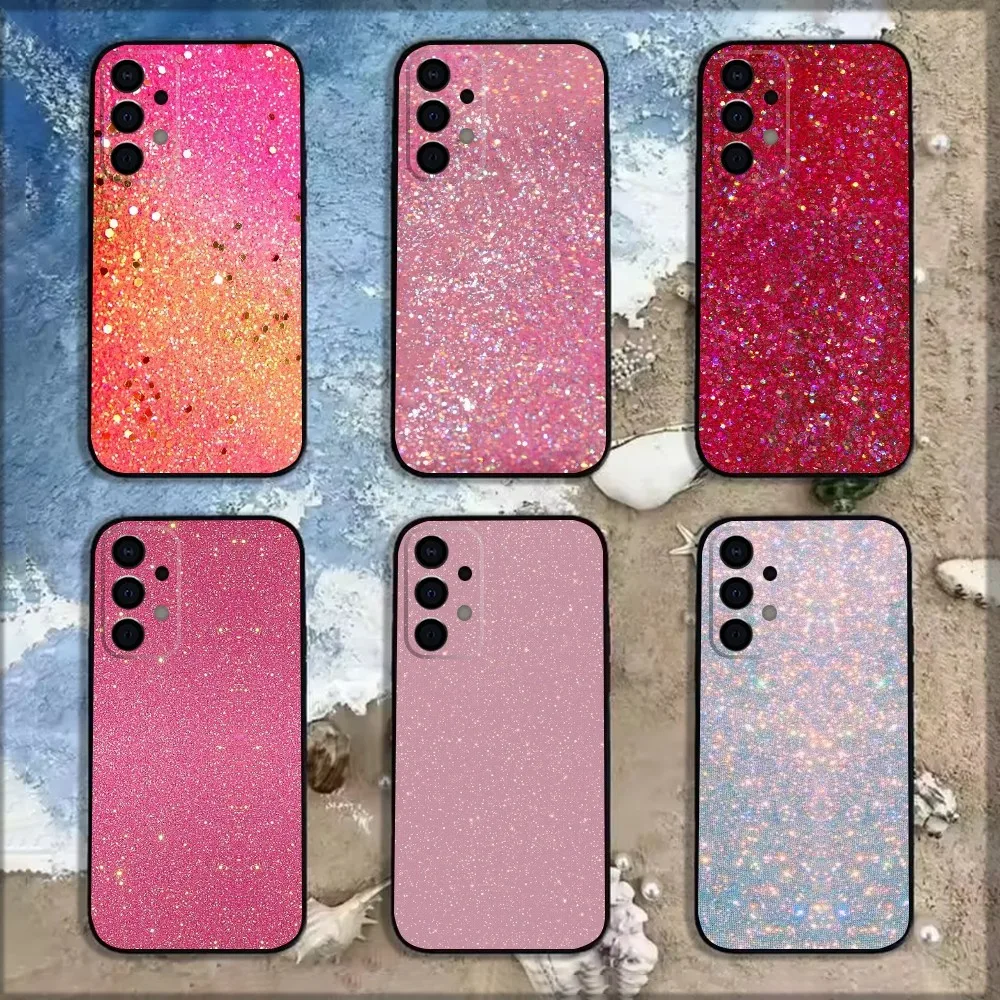 Pink Glitter Color Phone Case For Samsung Galaxy A13,A21s,A22,A31,A32,A52,A53,A71,A80,A91 Soft Black Shell