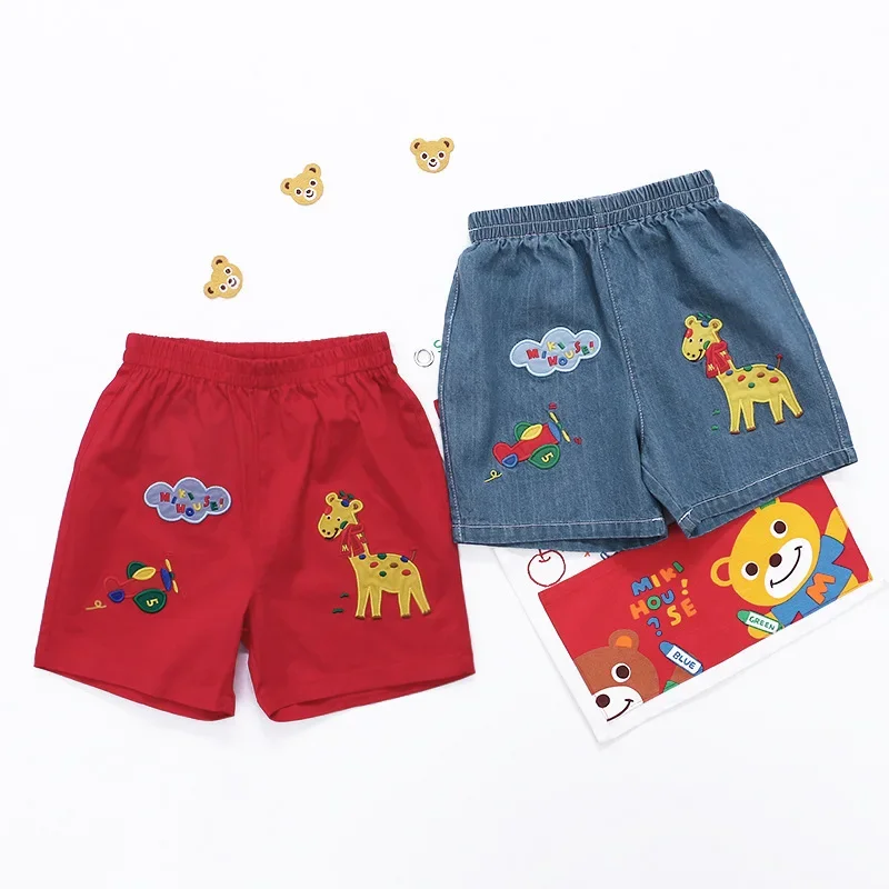 Spot Miki Children's Shorts 2022 Summer New Boys And Girls Cartoon Aircraft Giraffe Denim Shorts Children's Five-Point Pants