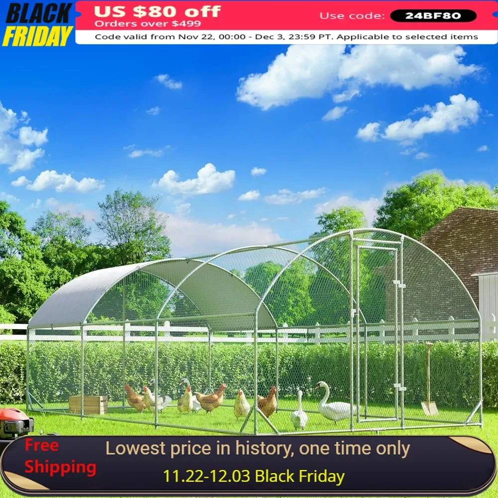 

18.7'Lx9.2'Wx6.5'H Chicken Coop, Poultry Cage Chicken Pen House with Waterproof and Anti-UV, Outdoor Chicken Duck Rabbit Coop