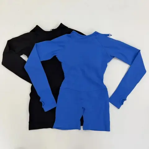 Women's Sleeve One Piece Gym Clothes Yoga Playsuit Open Back Fitness Workout Jumpsuit Backless Set Siamese Sportswear