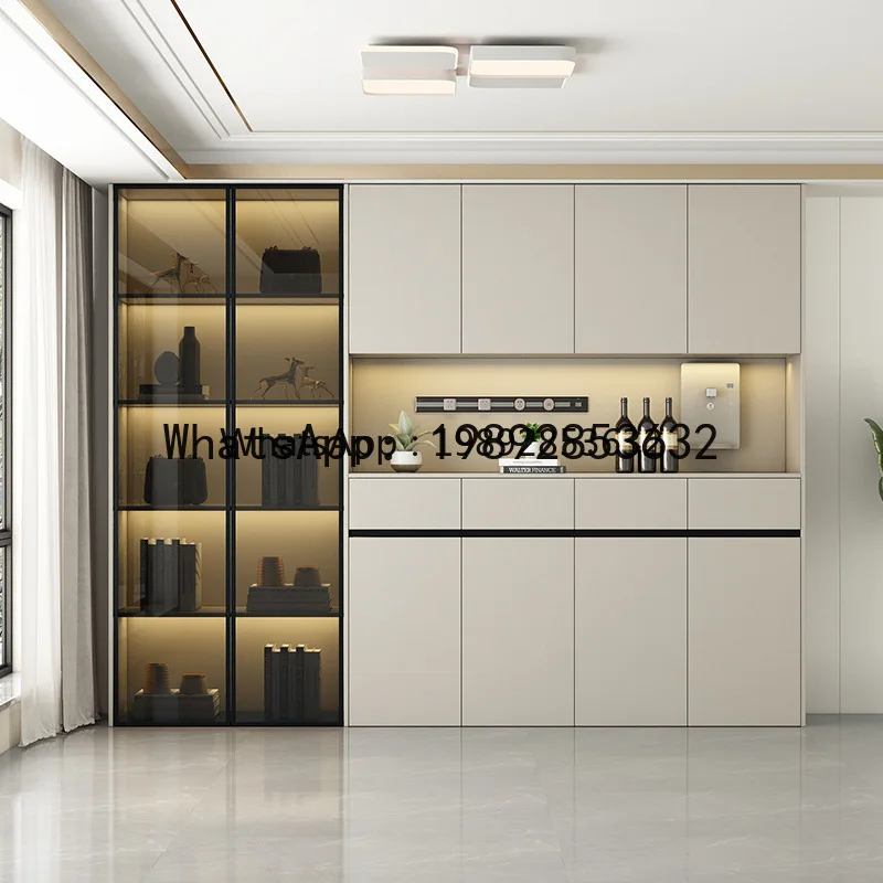 F2 Modern Minimalist Sideboard Cabinet Wall-Mounted Integrated Tea Cabinet Home Living Room Wine Cabinet