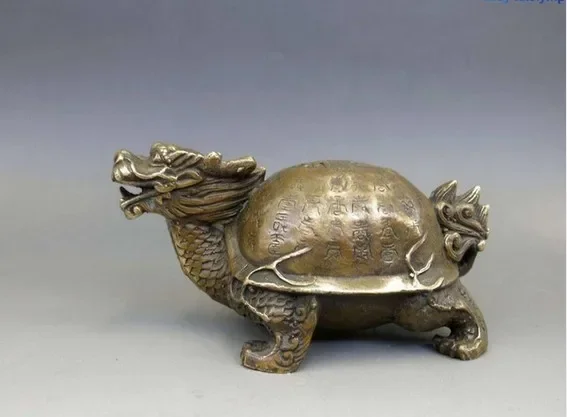 Cina Kuningan Feng Shui Tembaga Cina Umur Panjang Dragon Turtle Patung Patung