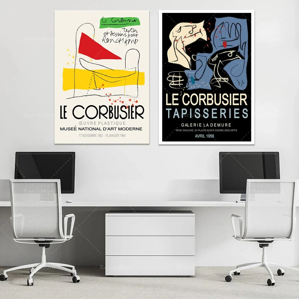 ملصقات LE CORBUSIER 1964، 1956، مطبوعات Le Corbusier، ملصقات Le Corbusier، ملصقات المعرض، ملصقات فنية حديثة، فن تجريدي #3