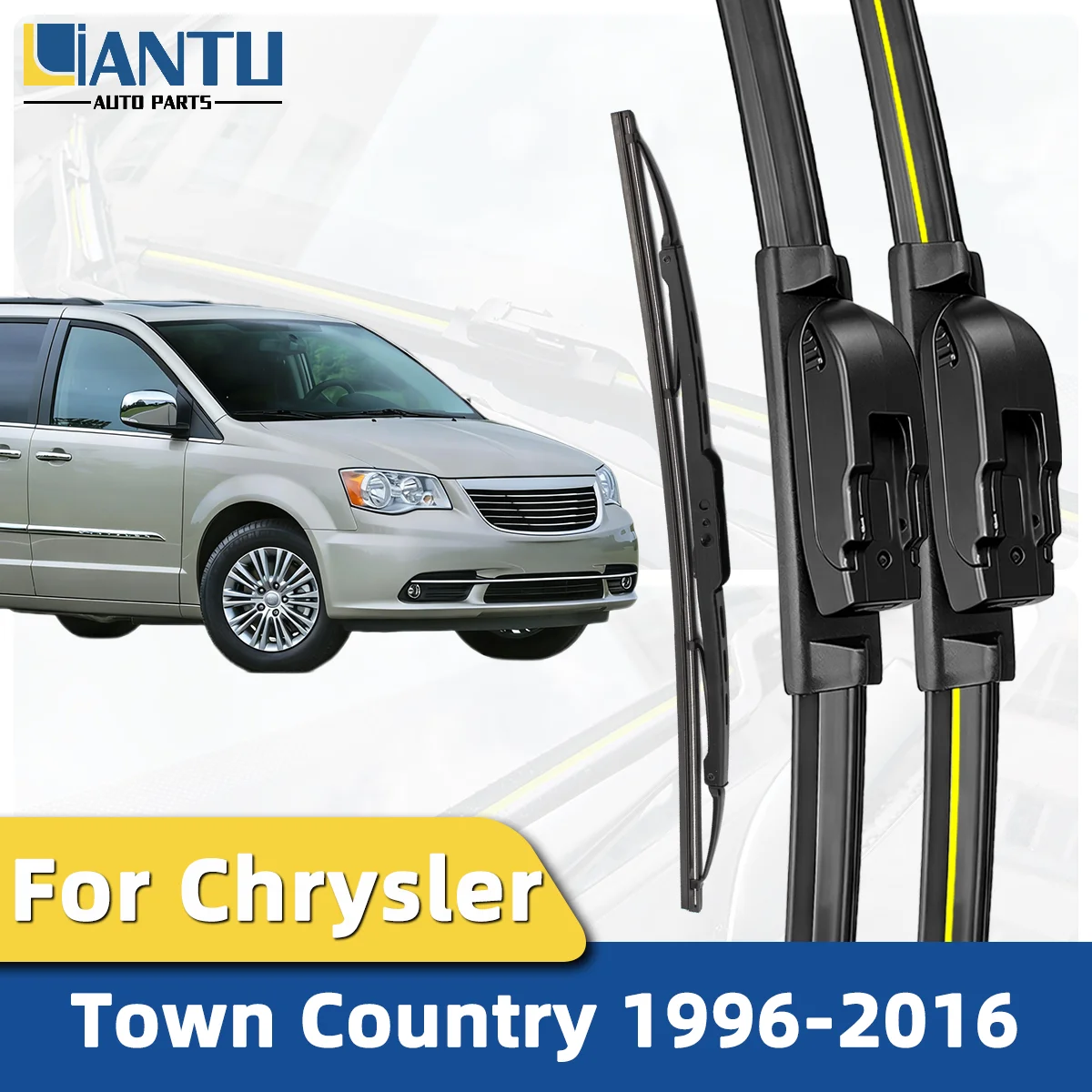 

3PCS Front And Rear Wiper Kit Fit For Chrysler Town Country 1996-2016 Windshield wiper Silent Wiper Car Accessories 2015 2014