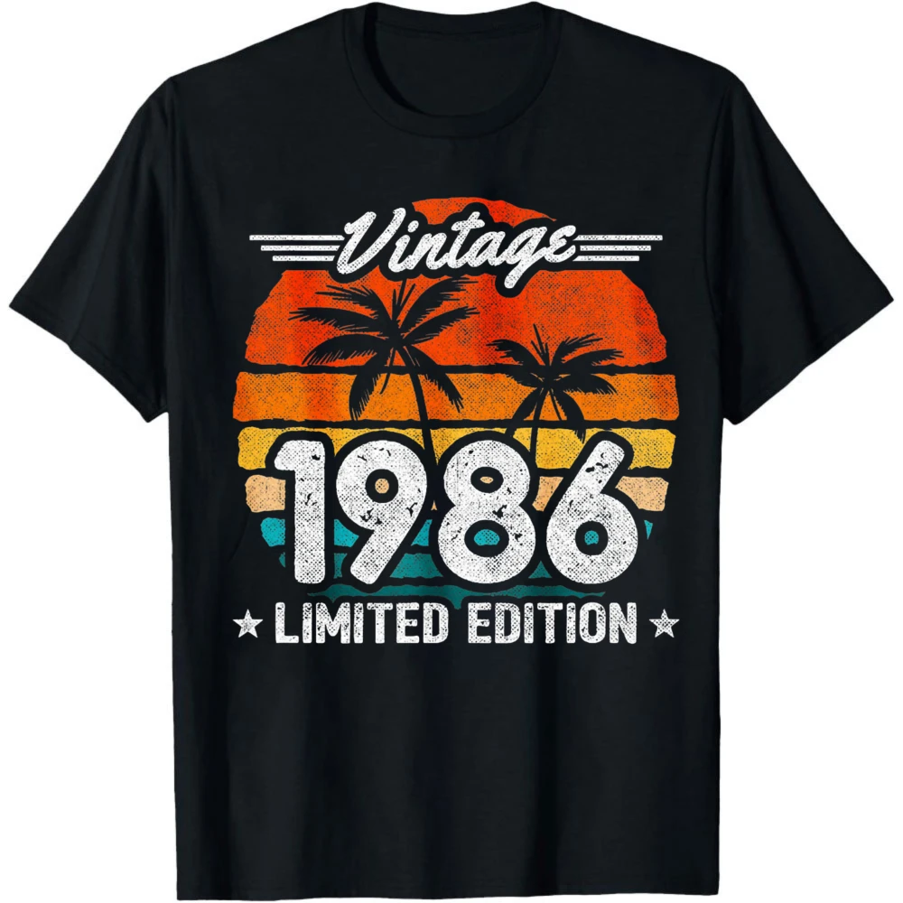 Vintage 1986 Limited Edition Shirt Retro Palm Tree Design Casual Style Summer Men T-Shirt Birthday Anniversary Gift Clothing