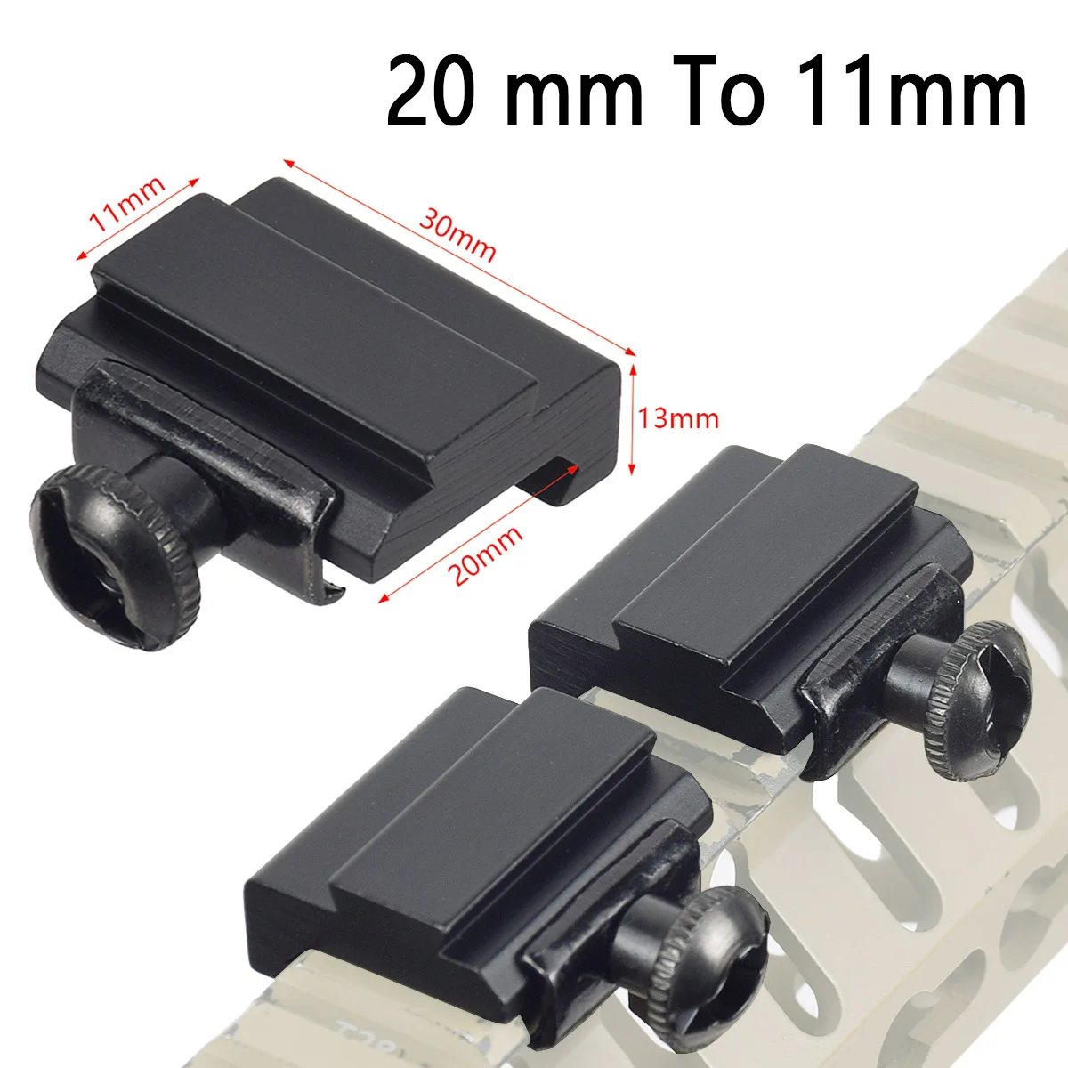 2 Pcs Low Profile Converter Turn 11mm To 20mm Scope Ring Mount Adapter for Dovetail Weaver Picatinny Rail Hunting Accessories new mt20ml battery adapter converter for makita 18v li ion battery for milwaukee 18v cordless power tools accessories