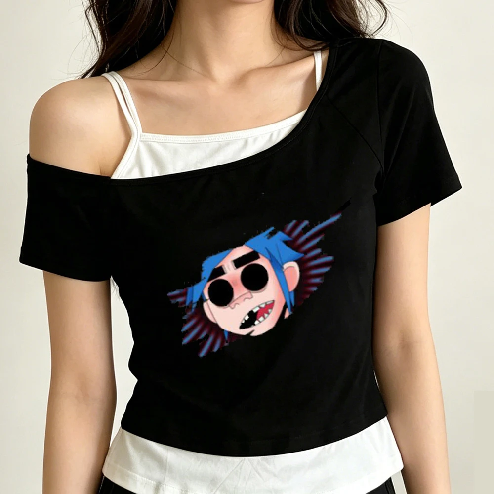 Gorillaz crop top shoujo y2k harajuku streetwear shirt vintage cheap manga scene  gyaru