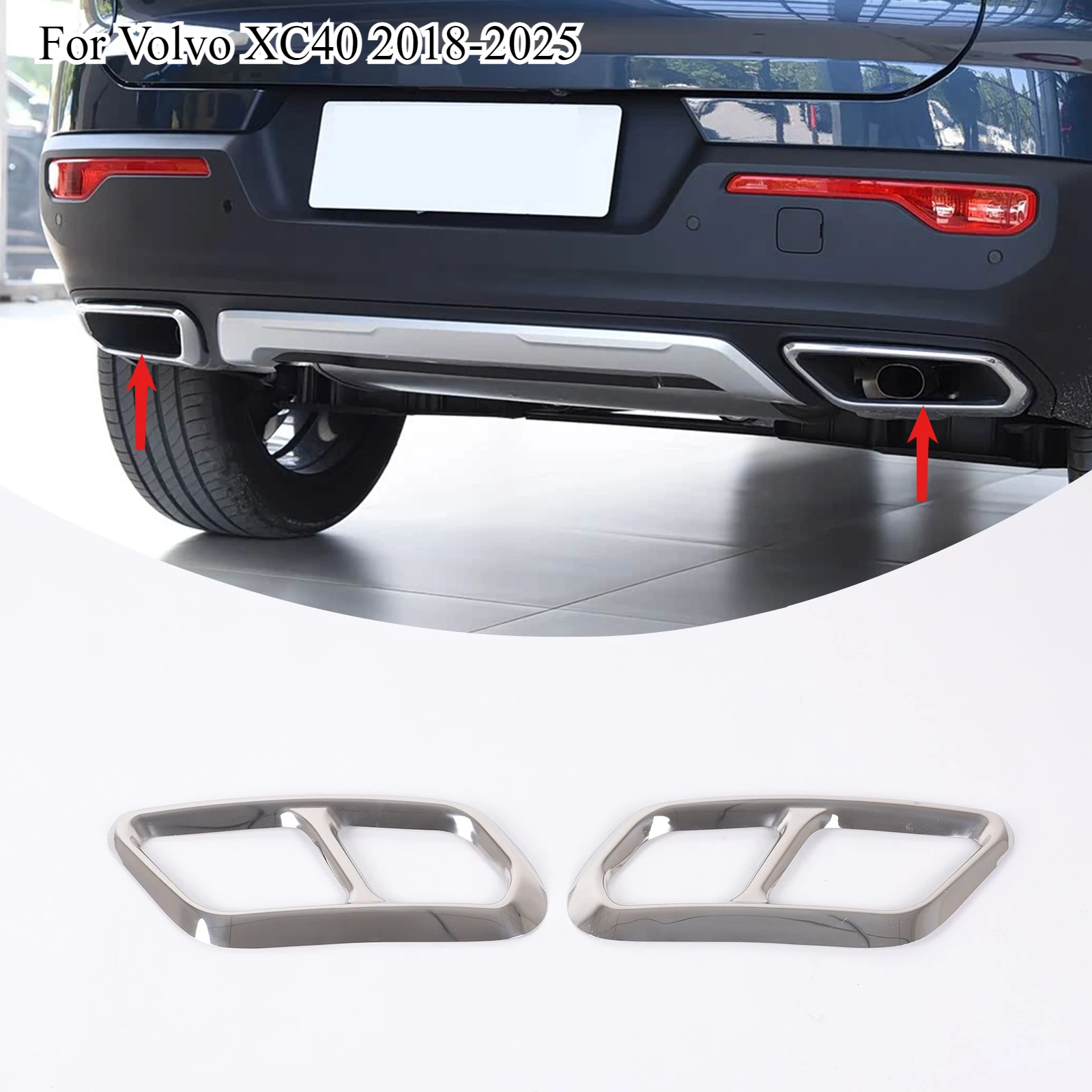 

Fit For Volvo XC40 2018-2025 stainless steel black car tail throat exhaust muffler pipe cover exterior upgrade accessories