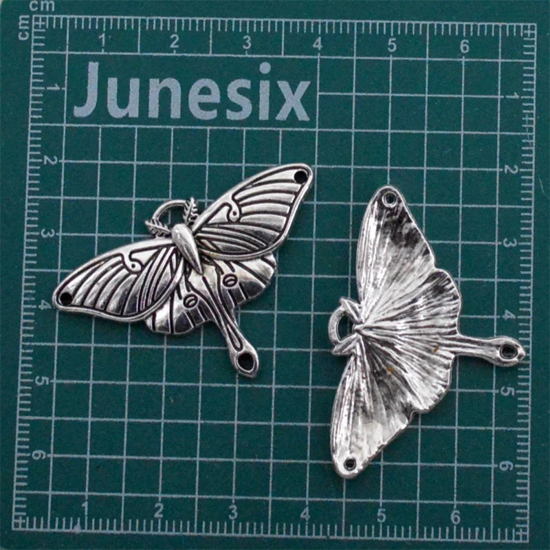 Colgante de polilla de la muerte para fabricación de joyas, abalorios de diseño, Color plata antigua, 4 piezas, 27x40mm