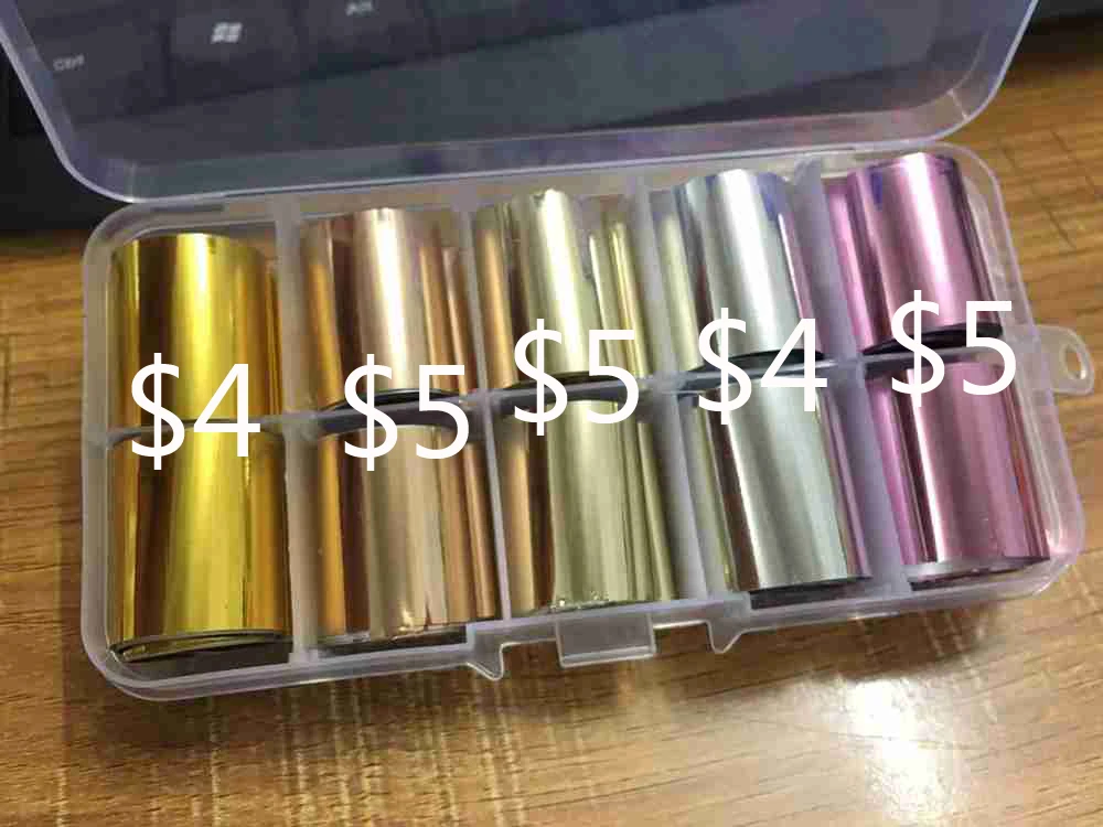 120m x 4cm Fantasy Starry Holo Nail Foils Metal Color Matte Nail Transfer Foil Slider Decals Laser Holographic Silver Foils