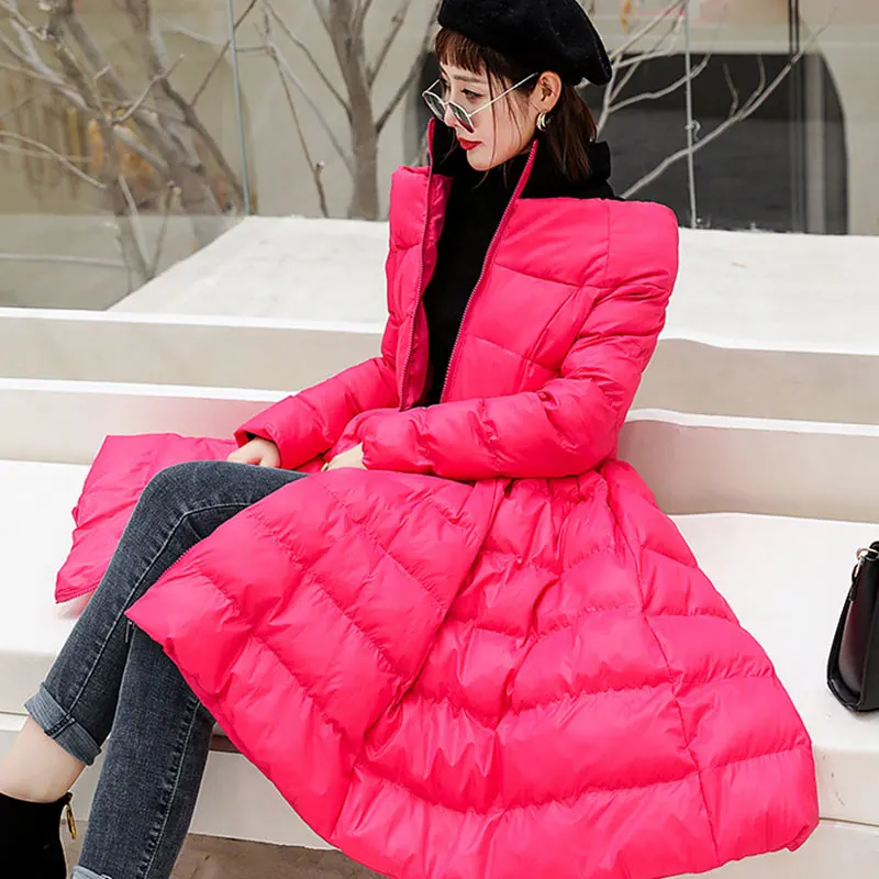 Oversize Coat Winter Coat Women Maxi Dress Style Embossed Cotton Winter Jacket Women Black Dress Parka Female Manteau Femme L535