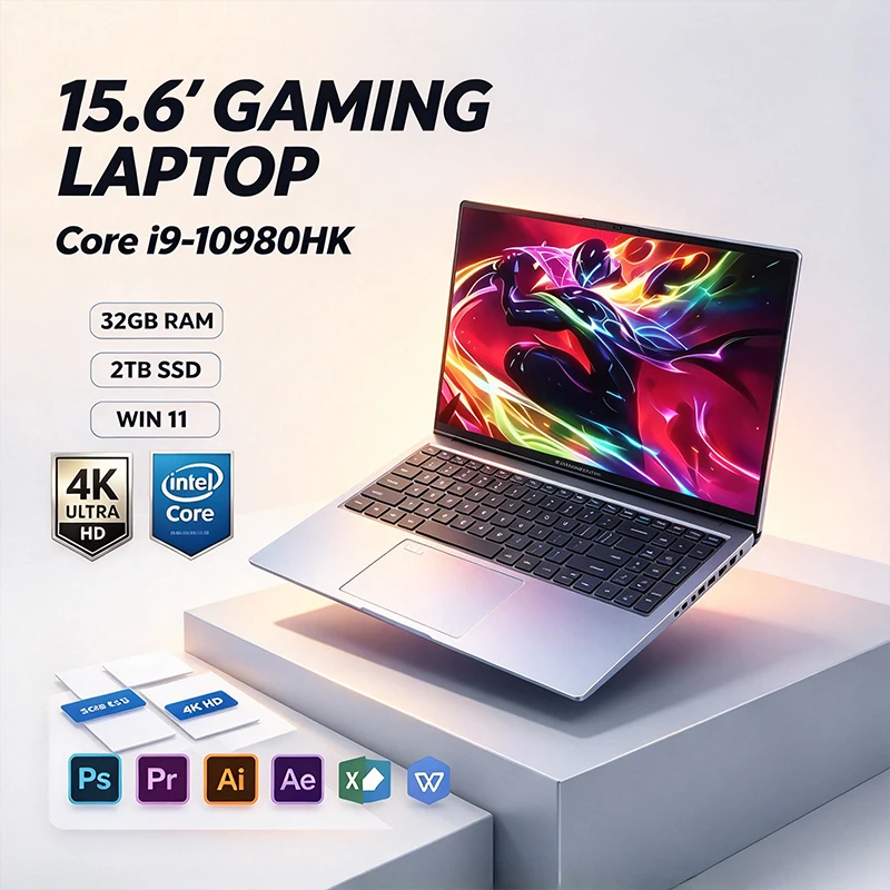 15.6 Inch 120Hz FHD IPS Laptop Intel I9-10980HK 32GB RAM 2TB SSD Backlit Keyboard Long Battery Life for Gaming And Graphics