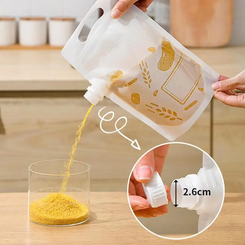 Food Grade Grain Storage Bag 5pcs Transparent Cereal Sealed Containers For Rice Flour Mung Bean Kitchen Grain Storage Bags