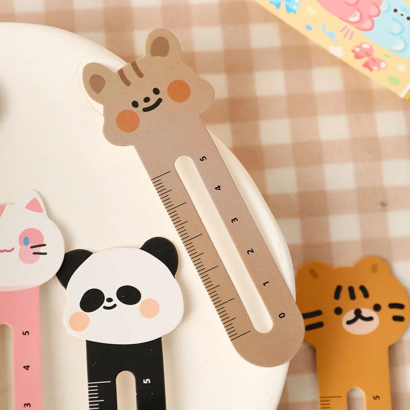 Kawaii Cartoon Bookmark Cute Animal Ruler Bookmark Label Gift Literary Exquisite Student Stationery Tape Book Holder 30pcs