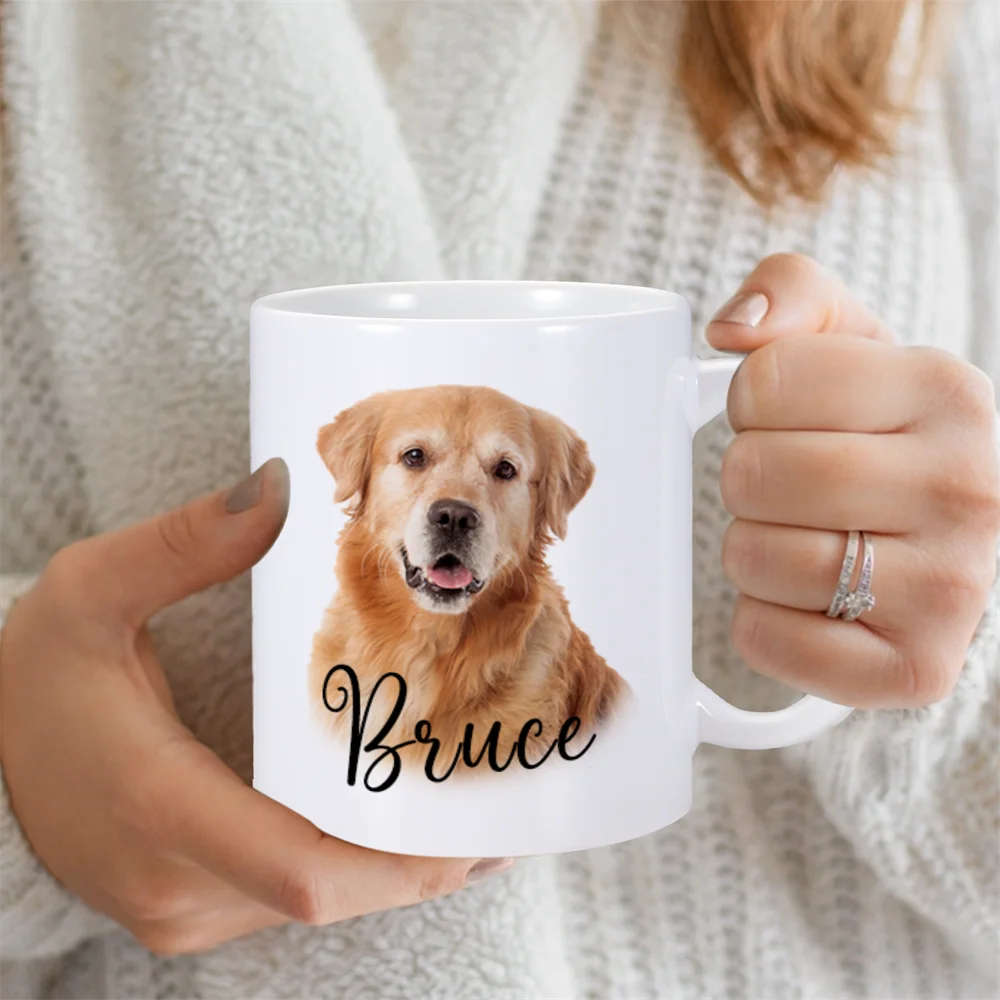 Personalized Pet Dog Cat Mug Customized Dog Puppy Kitten Photo Name Cup DIY Tea Coffee Milk Mugs 325ML 11oz Creative Cute Gift