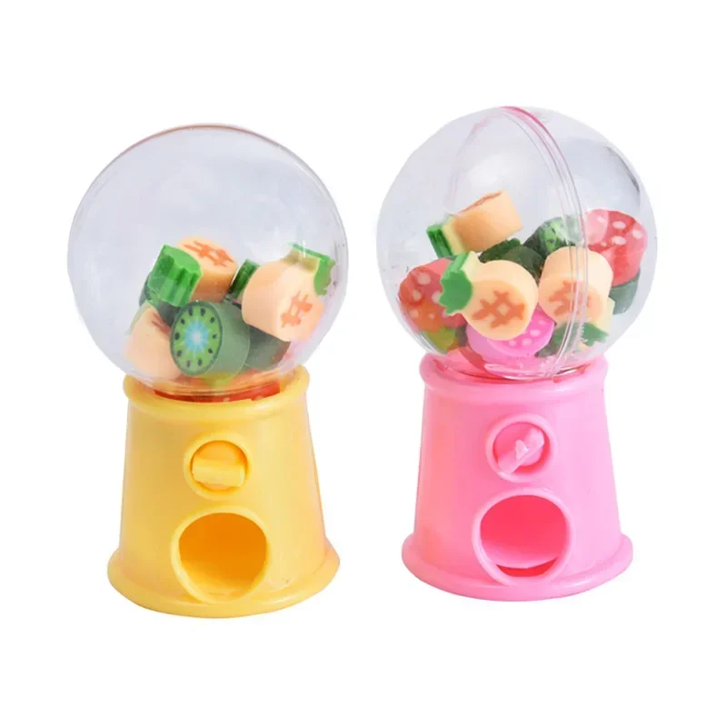 12pcs Kawaii Gashapon Machine Mini Erasers Cute Rubber Pencil Erasers Stationery Kid Toys Gift Correction Tool Office Supplies