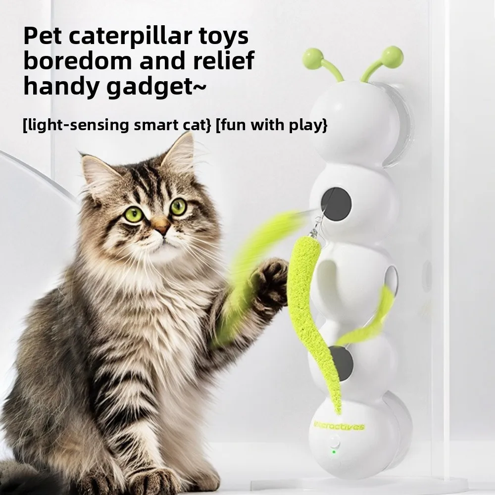 【セール中】猫用おもちゃ インテリジェントセンシング回転スイングボール 羽根尻尾付き 自動モーションインタラクティブ猫ティーザースティック 猫のおもちゃ