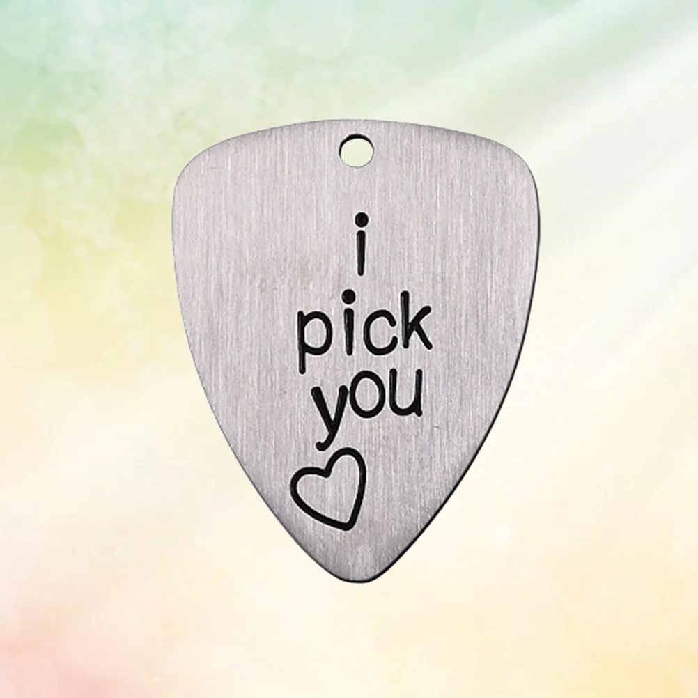 Titanium Steel Carved Guitar Pick I Pick You Letter Carved Ukulele Pick Musical Instrument Accessory