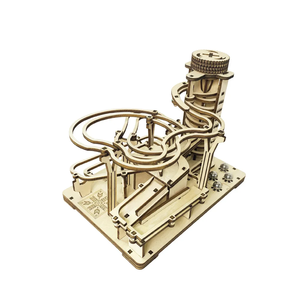 

3D Wooden Puzzle Mechanical Spiral Track Ball Model Handmade DIY Puzzles Toys Jigsaw Model Building Kits for Kids Adults