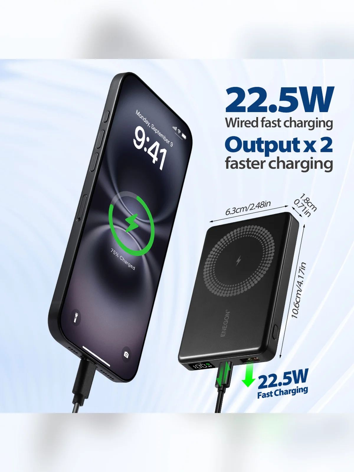 10000mAh Magnetische Kabellose Powerbank mit Ständer 22,5W Schnellladung LED-Anzeige Tragbares Ladegerät für iPhone 17/16 Samsung