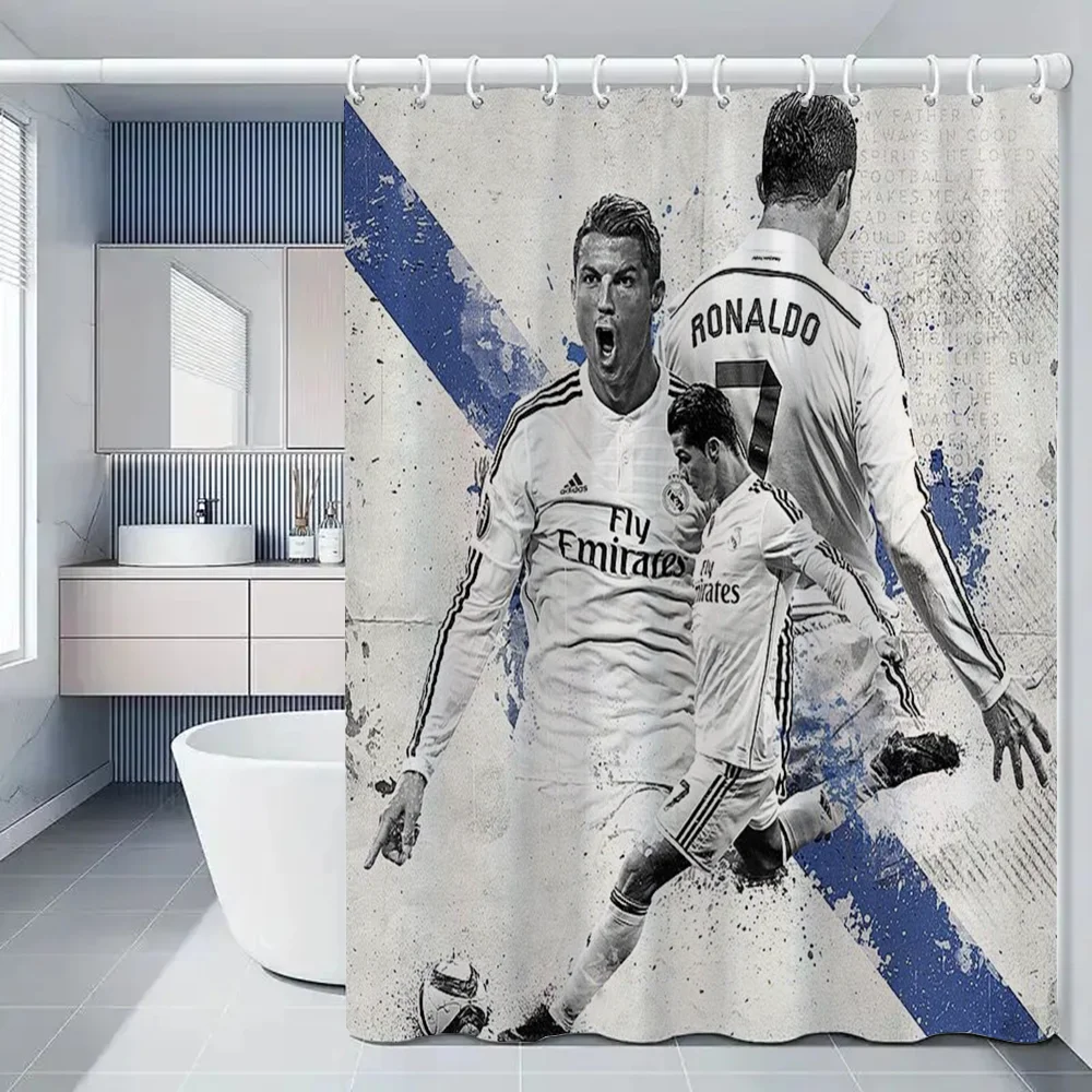 CR7 Curtains in the Bathroom Accessories Set Shower Bath Curtain for Quarto Folding Partition Bedrooms Houses Rooms Waterproof