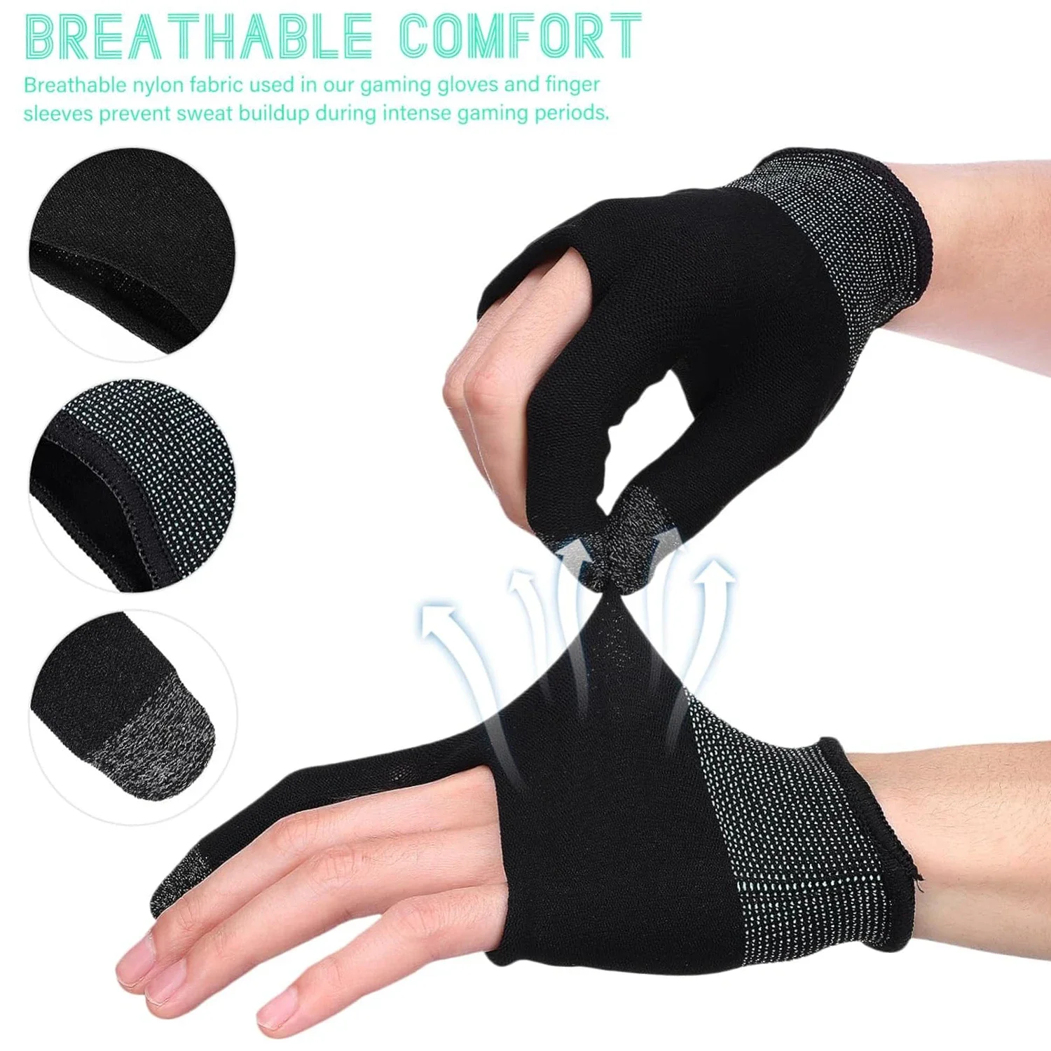 Finger Thumb Sleeve Gloves Breathable Sweat Proof Highly Sensitive Gaming Tablet Gloves for IPhone IPad Samsung Xiaomi Google