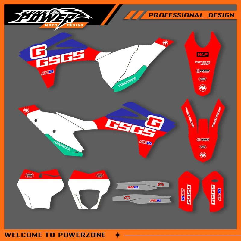 

POWERZONE мотокросс команда графический фон наклейки наборы наклеек для GASGAS 2021 2022 2023 EC 200 250 300 индивидуальный номер 02