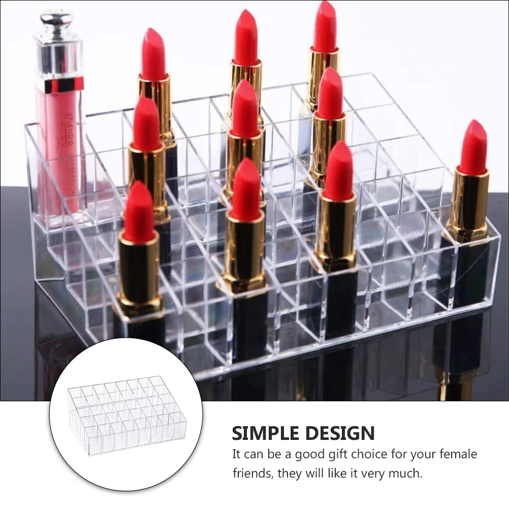 40 -Slot Grid Lipstick Stand Rack Organizer Nail Polish Gloss Storage Plastic 40-grid Clear Holder