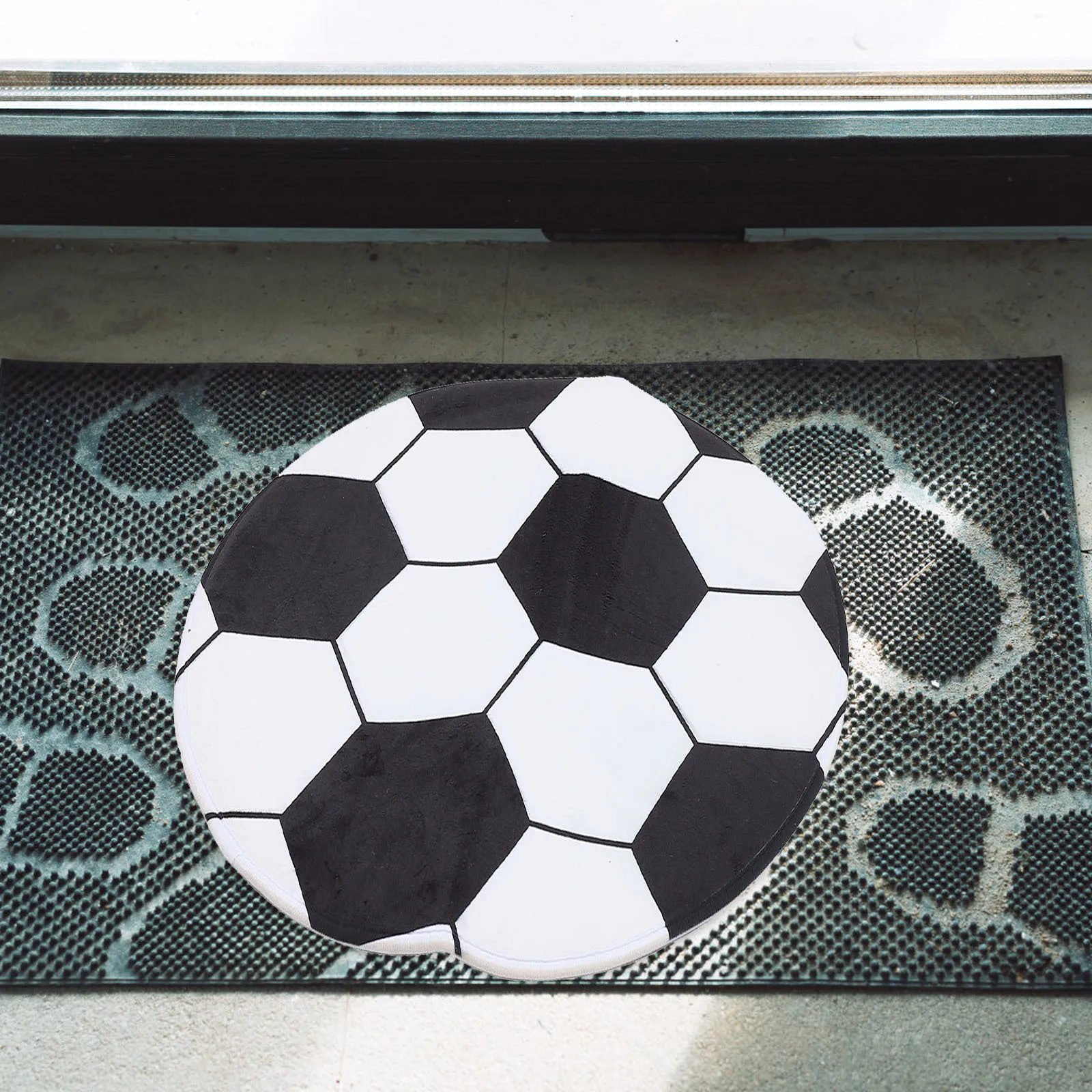 

1pc Football Rug 3Ft Round Soccer Shaped Decorative Area Mat For Bedroom Living Room Floor Home Decor Sport Carpet