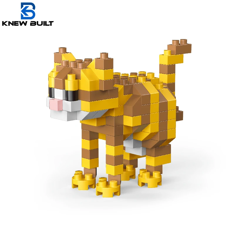 Knew Built Tiger Striped Cat Micro Mini Building Blocks Toys: Beauty Colored, Perfect for Kids and Cat Lover – Ideal Gift Choice