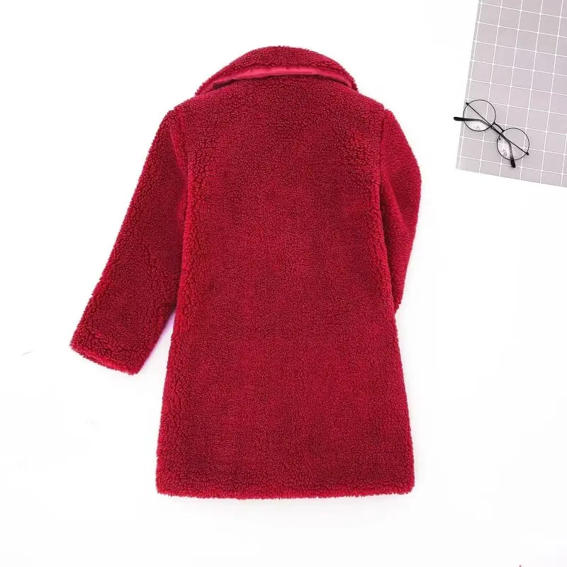 Children\'s Lamb Wool Cotton Coat Autumn and Winter New Baby Plush Thickened Hooded Jacket for Boys and Girls Warm Wool Sweater