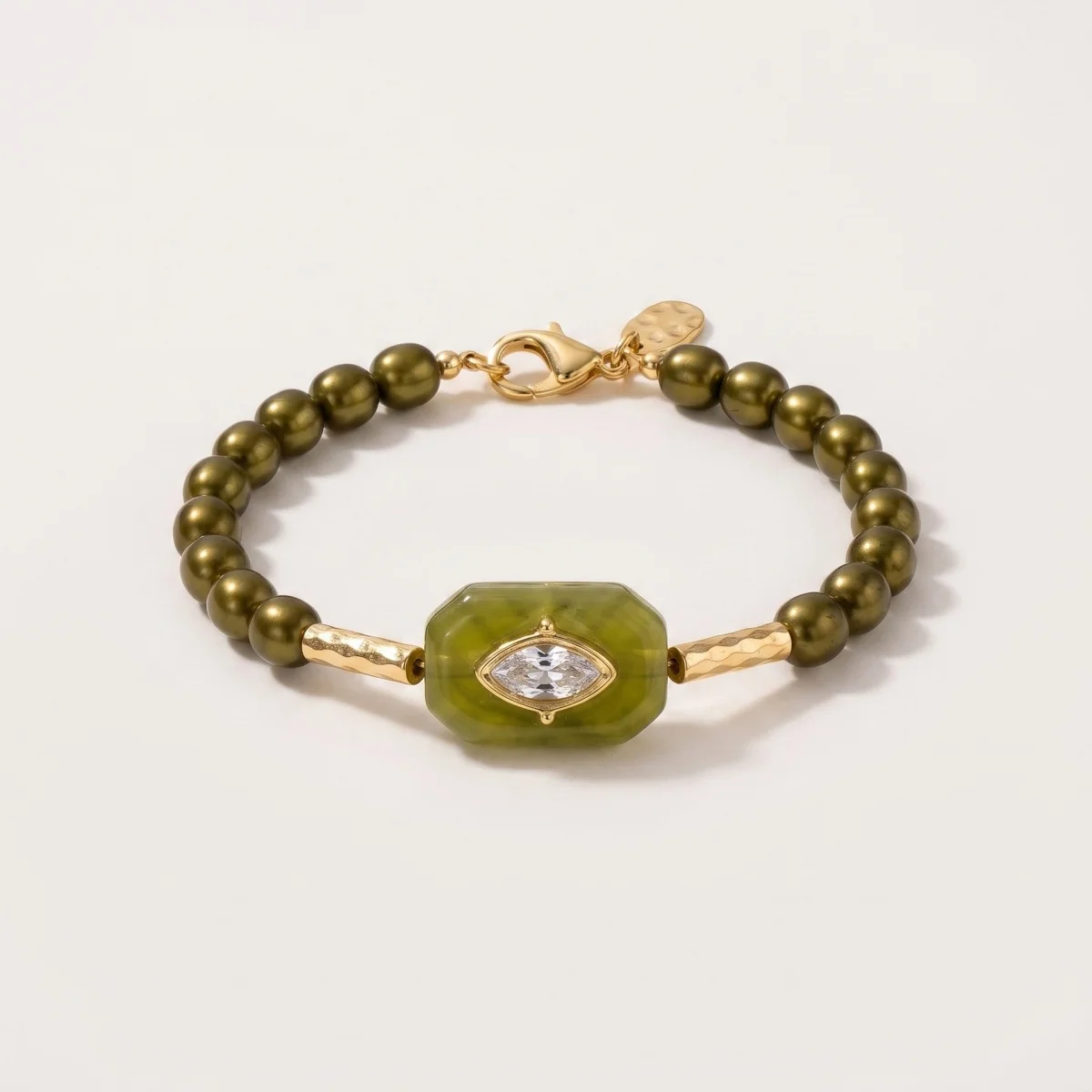 Kupfer-Kristall-Perlenarmband, rechteckiges Harz-Marquise-Zirkon-Charm-Armband, Boho-Stapelarmband für Damen – Detail 6