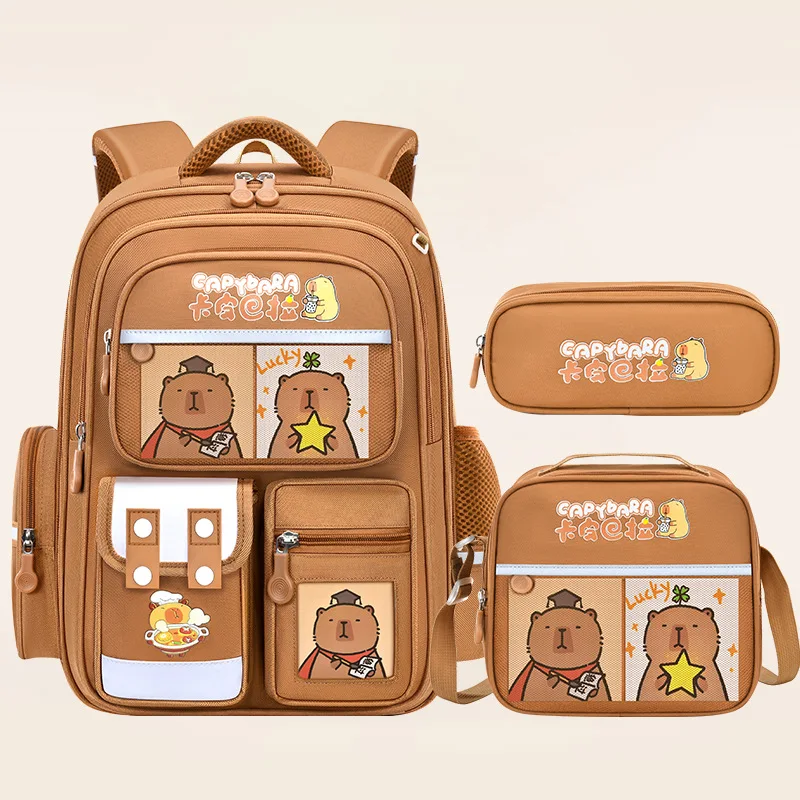 Capybara School Bags for Boys Girls Primary Schoolbag Cartoon School Backpack Set Rucksack Bagpack Kids Cute Children Book Bags