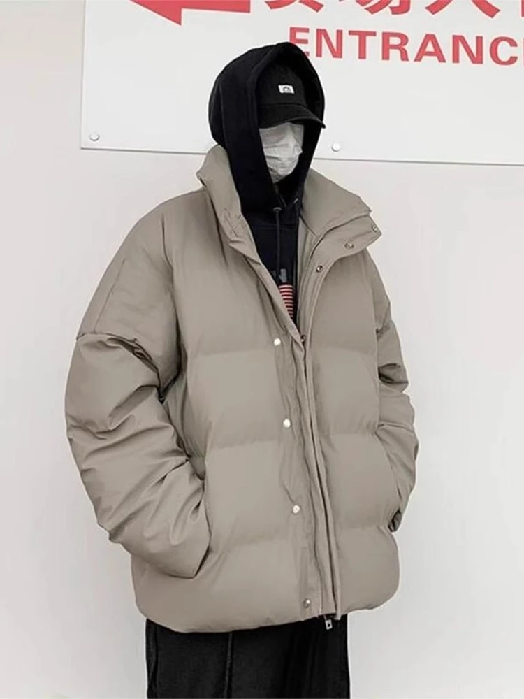 

Cleanfit Men's down Cotton Jaet Stand Collar Bread Sle Coat American High Street Vibe Winter Warm Thiened Outerwear