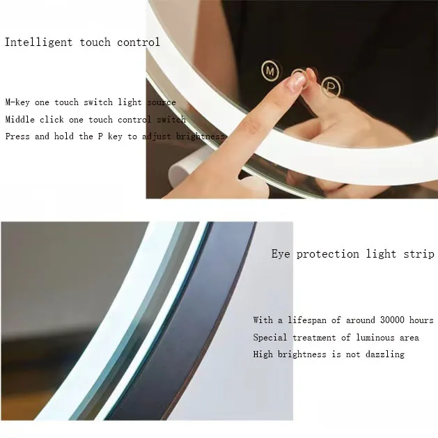 Imagem -04 - Espelho de Maquiagem Led com Luz Espelho de Maquiagem Desktop Luxo Internet Celebrity Intelligent Dressing Mirror