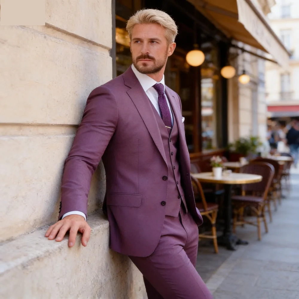 

Элегантный мужской серый приталенный смокинг-тройка с пиджаком, жилетом и брюками с острыми лацканами для свадьбы и вечеринки