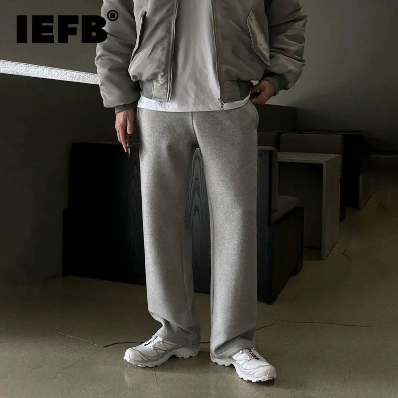 

IEFB Winter Thick Casual Pants Men's Wear Korean Style New Trendy Wide Leg Loose Sports Sweatpants 2024 Autumn Men Tide 9C3346