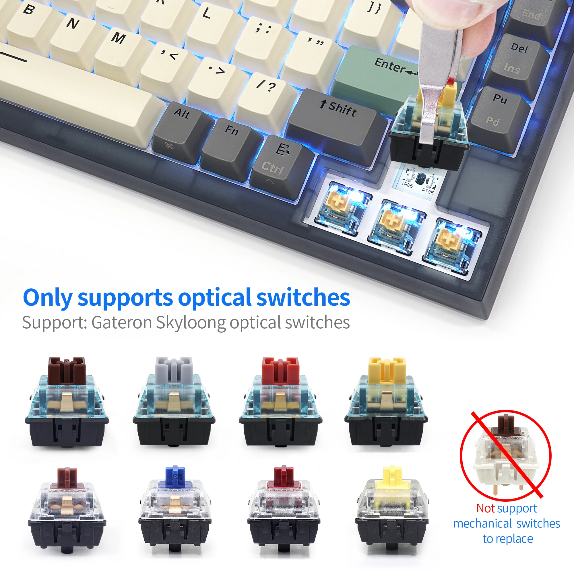 Skyloong GK75 più nuovo hotswap trasparente RGB 75% interruttore ottico PBT keycaps tastiera meccanica da gioco