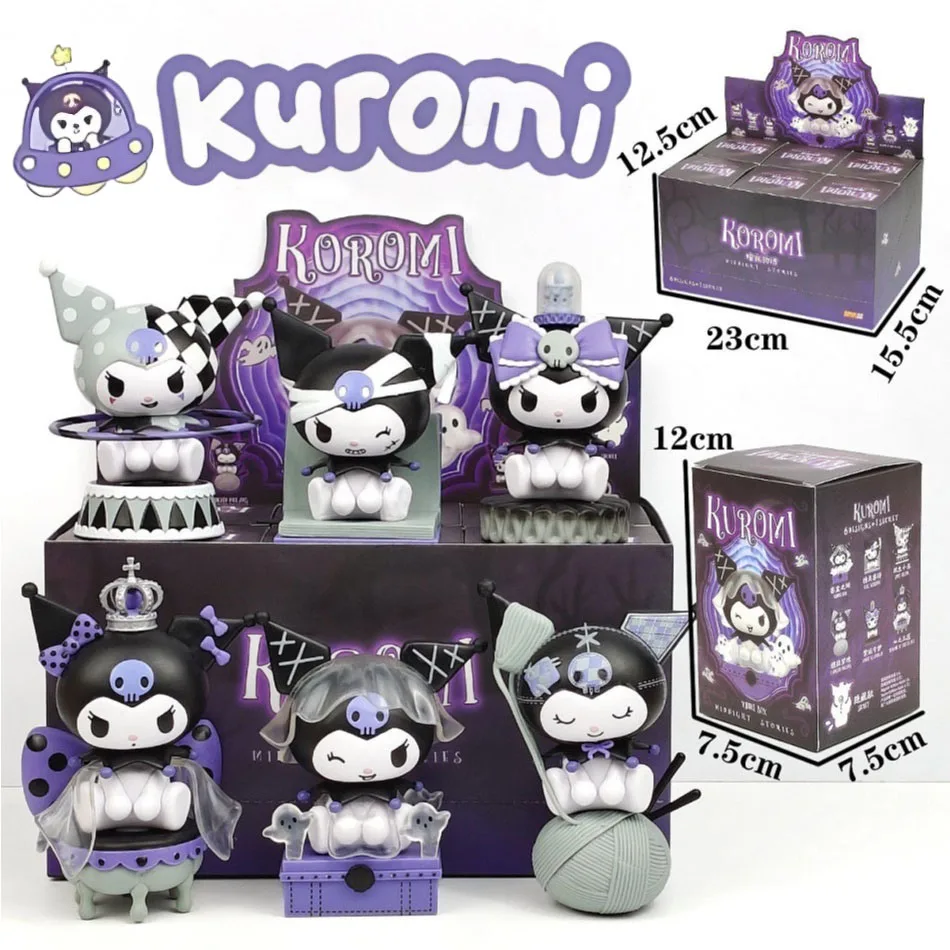 

Sanrio Kuromi Character Dark Night Story Series Blind Box Toys Anime Figures Cute Kuromi Desktop Ornament Surprised Box Gift