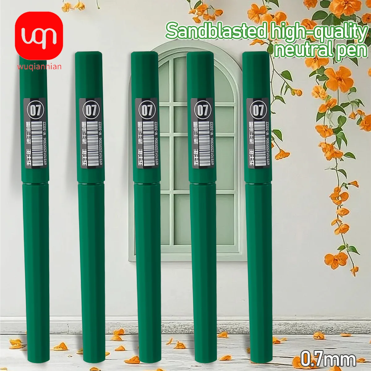 

WQN 3/6/12pcs Green Gel Pen 0.7mm Marker Pen with U-shaped elastic clip Pen ink smooth suitable for school office supplies