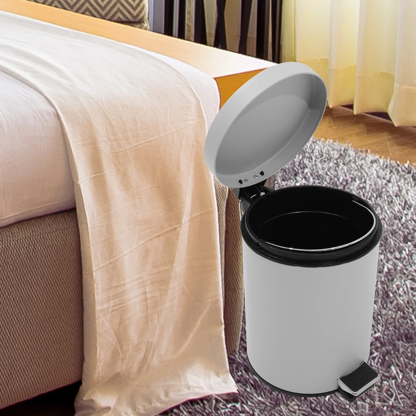 

Trash Can 5L Foot Pedal Soft Close Kitchen Bathroom Waste Bin Gray Color Garbage Can Step Lid Trash Container Hardware