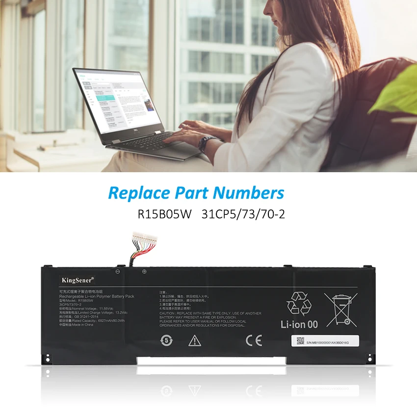 R15B05W Laptop Battery For Xiaomi Pro X 15 Game 2021 Model i5-11300H i7-11370H Notebook 11.55V 80Wh 6927mAh