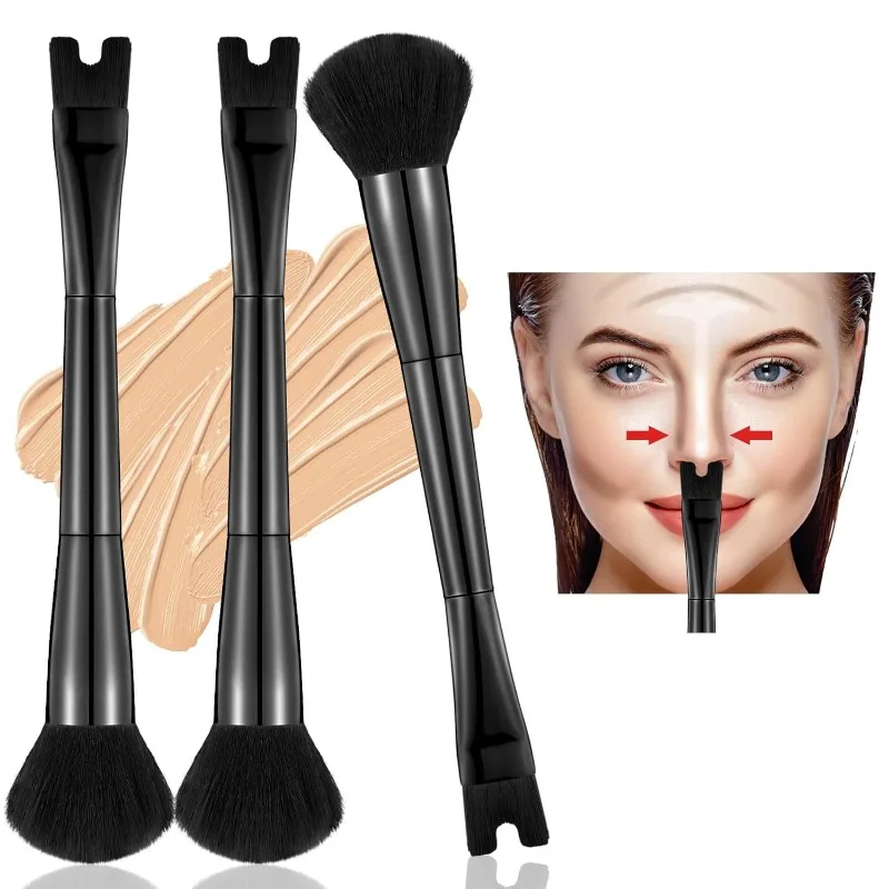 

Dual-ended Foundation Concealer Brushes 2in1 Contour Nose Shadow Makeup Brush for Powder Blush Highlighting Beauty Tool