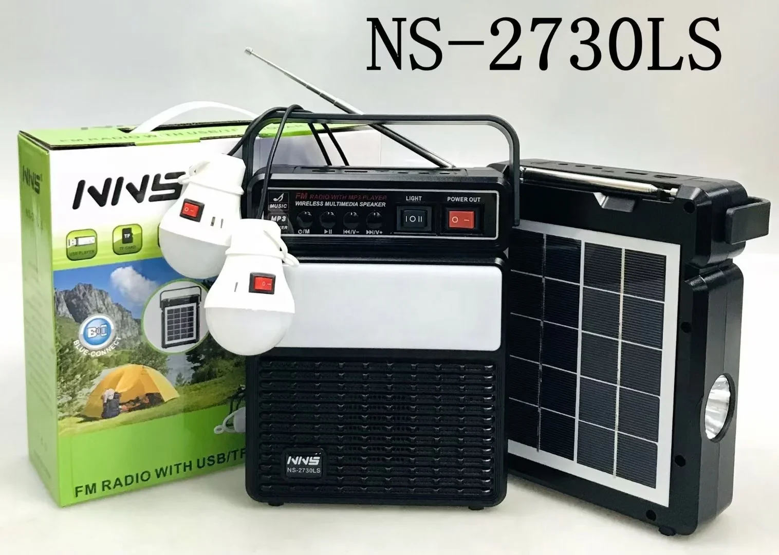 NNS 2730LS FM AM SW Rechargeable Radio Blue tooth Speaker With USB SD TF Mp3 Player With Solar With Light