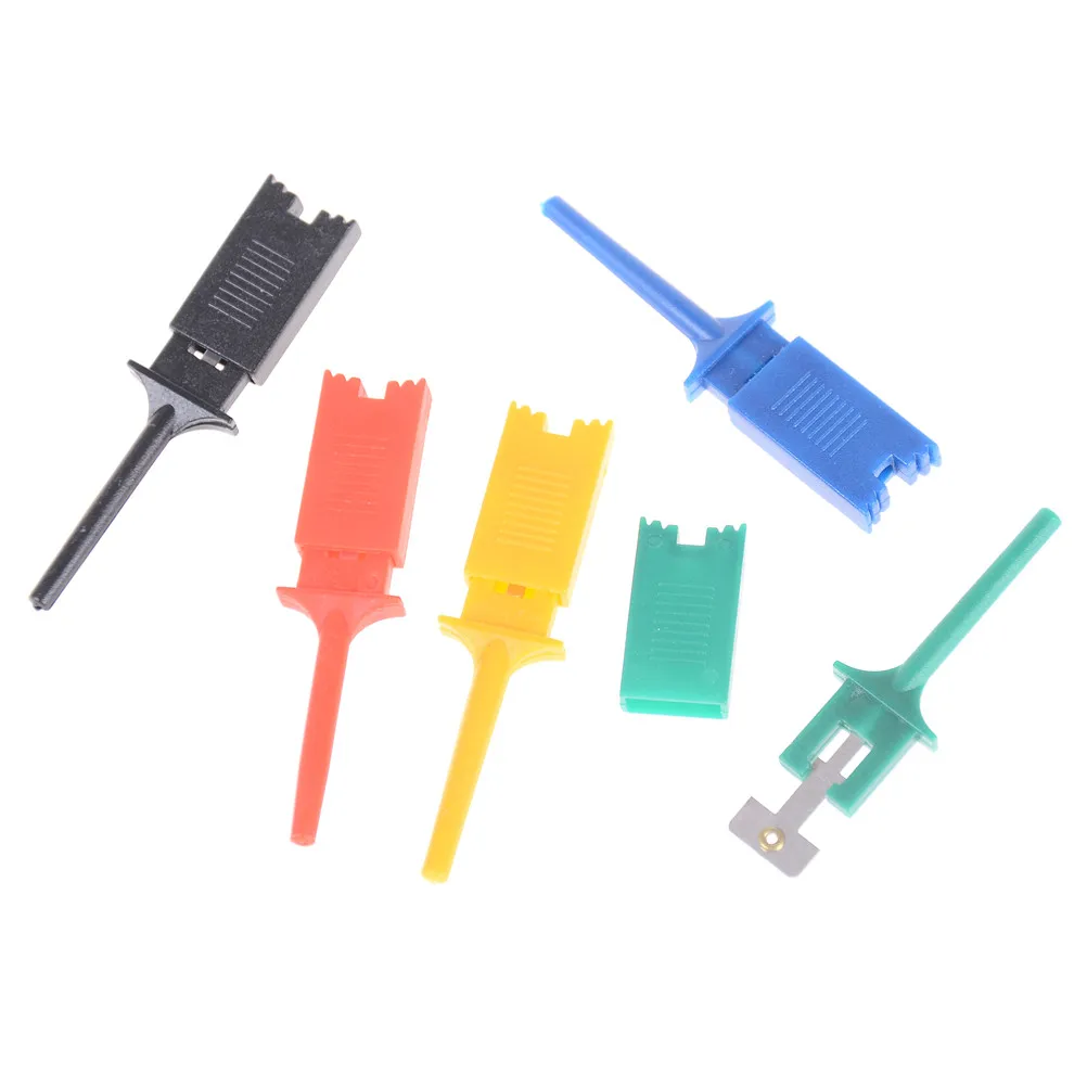 10pcsTest hak SMD IC 6 Colors Clip Grabbers sonda testowa do elektronicznego testowania klip testowy zacisk szczękowy chwytak